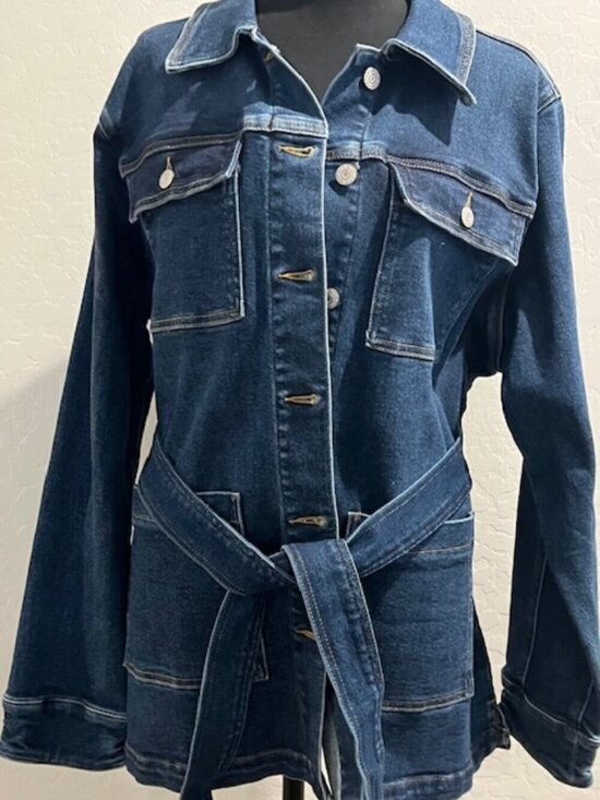 Judy Blue Jackets & Blazers - Judy Blue Tied Together Denim Utility Jacket 1XL Belted Stretch Jean Jacket NWOT